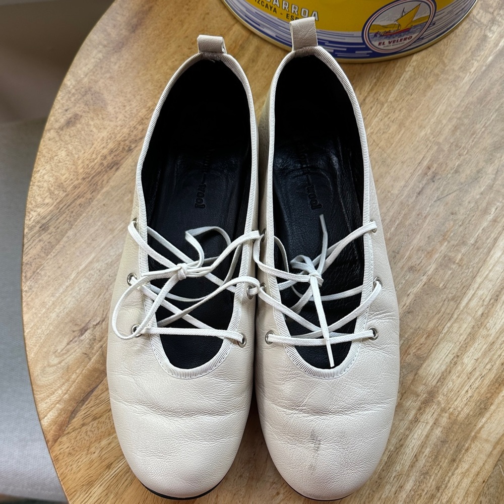 Paloma Wool pina Cream Lace-Up Flats